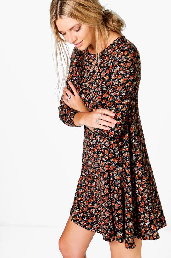 Lara Ditsy Brushed Knit Floral Swing Dress